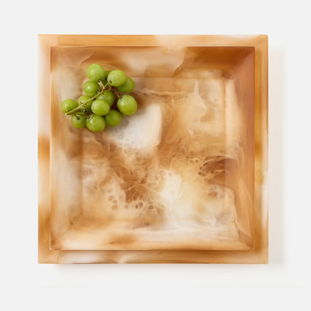 Olena Amber Swirled Square Serving Tray