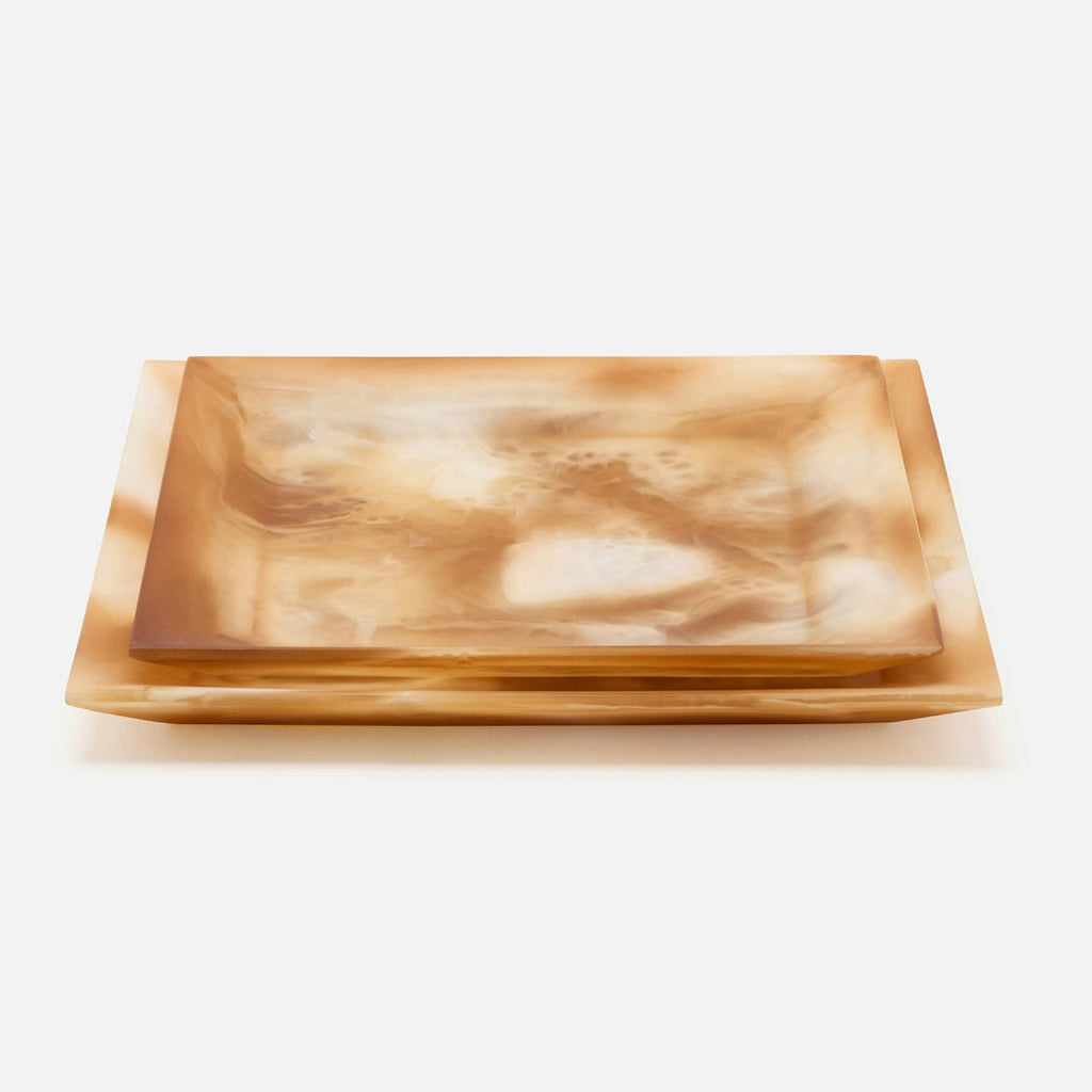 Olena Amber Swirled Square Serving Tray