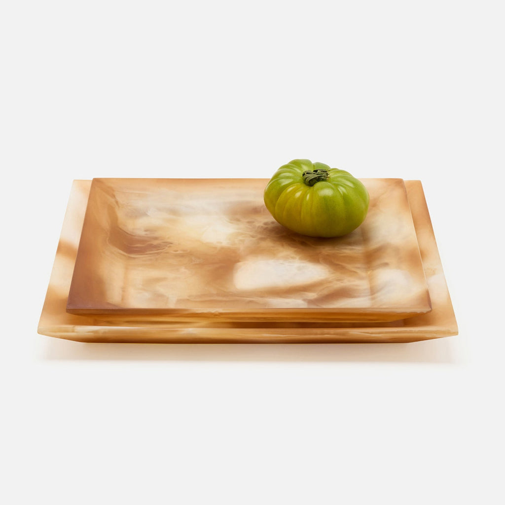 Olena Amber Swirled Square Serving Tray