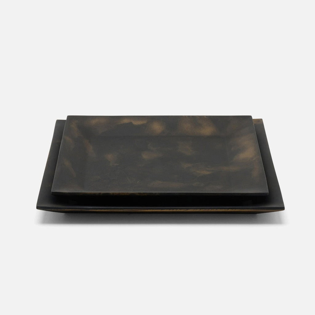 Olena Black/Gold Swirled Square Serving Tray