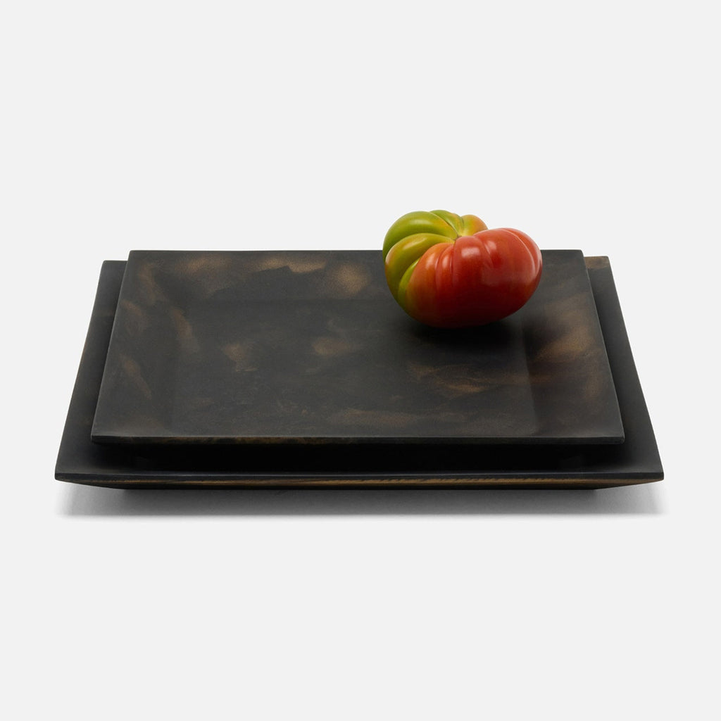 Olena Black/Gold Swirled Square Serving Tray