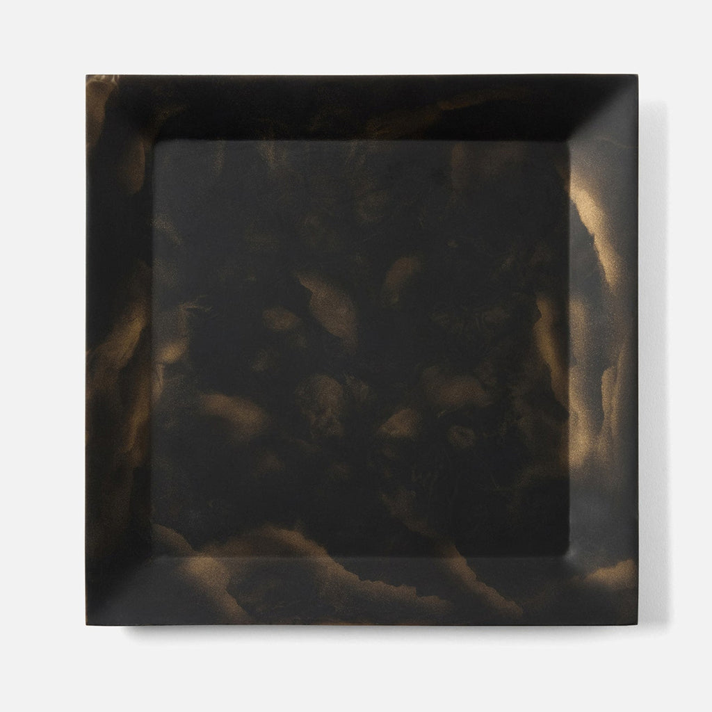 Olena Black/Gold Swirled Square Serving Tray