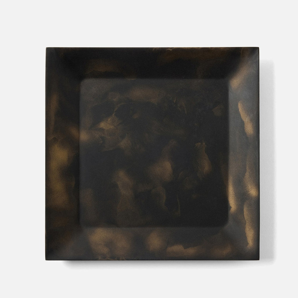 Olena Black/Gold Swirled Square Serving Tray