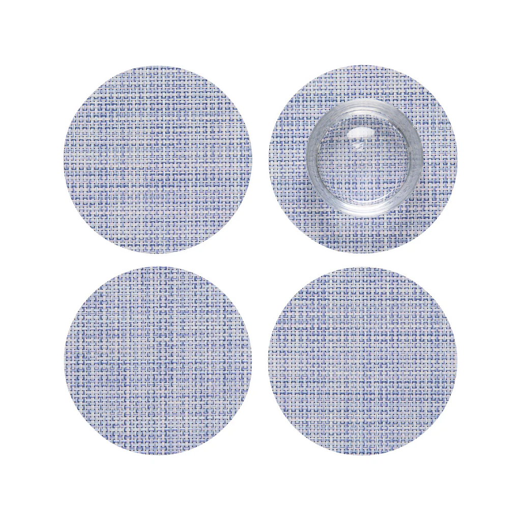 Chilewich Mini Basketweave Coaster Set of 4 in Periwinkle