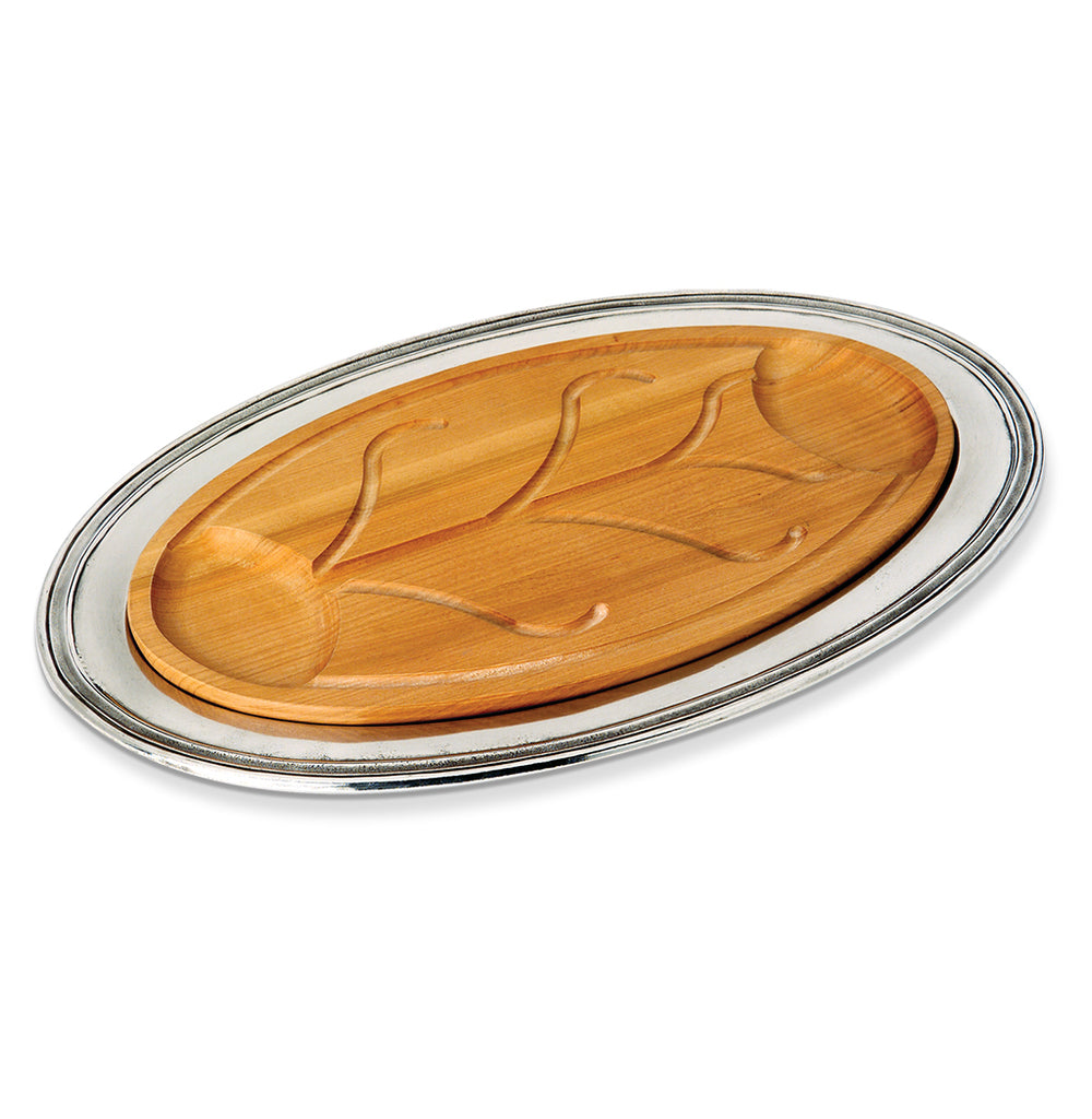 Oval Carving Platter with Wood Insert