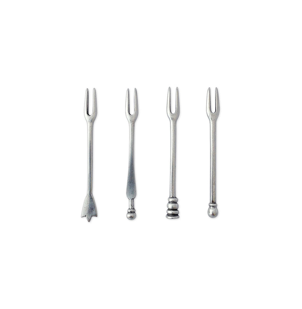 Assorted Olive Cocktail Forks, Set of 4
