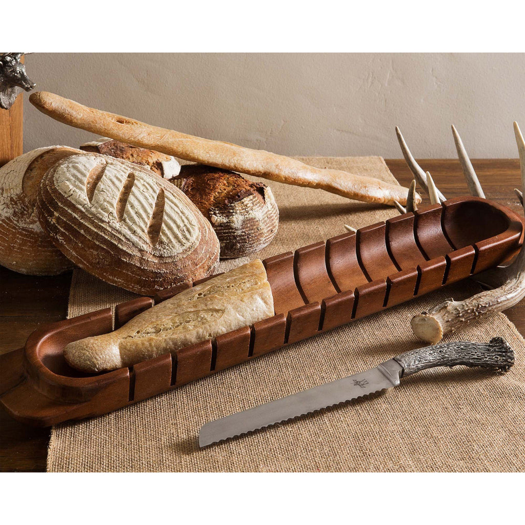 Vagabond House Baguette Board with Antler Pattern Bread Knife