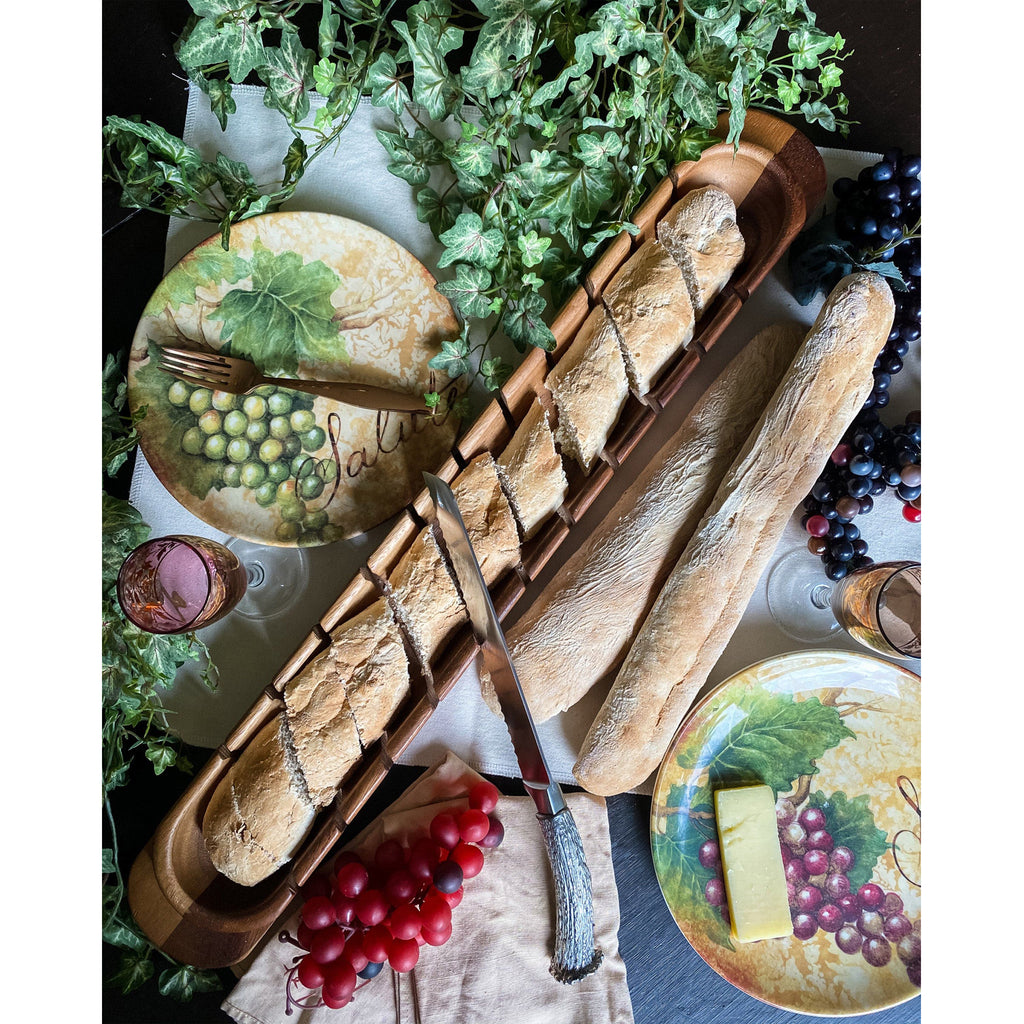 Vagabond House Baguette Board with Antler Pattern Bread Knife