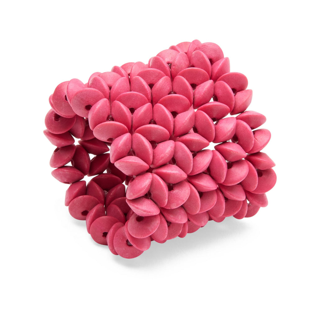 Floral Wood Cuff Napkin Ring - Pink