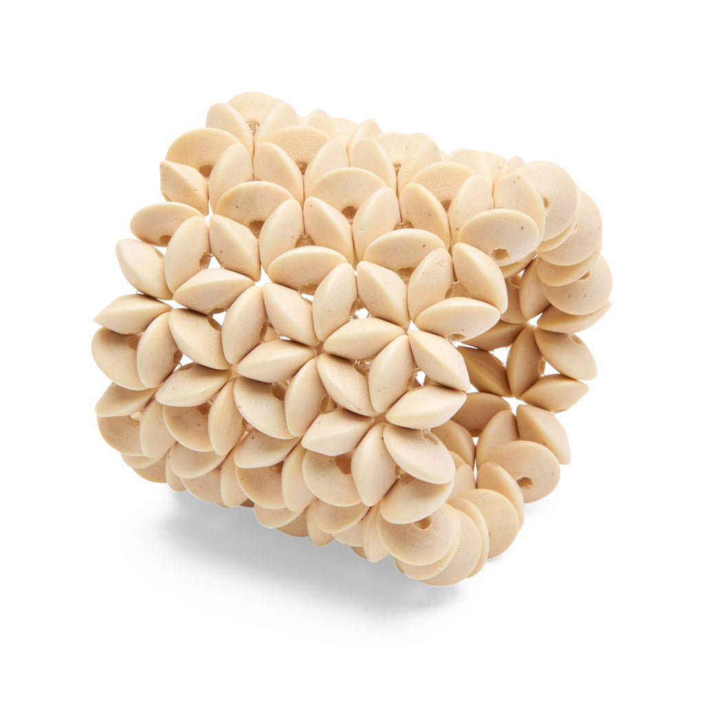 Floral Wood Cuff Napkin Ring - Ivory