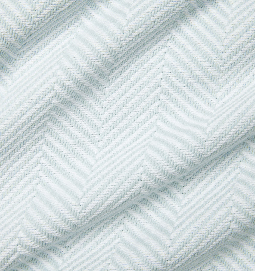 Sferra Fine Linens Camilo Herringbone Cotton Blanket Aquamarine