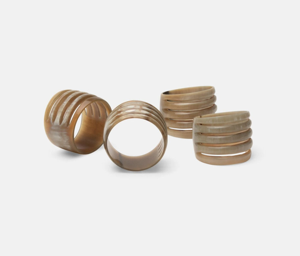 Azure Natural Horn Napkin Rings, Set of 4