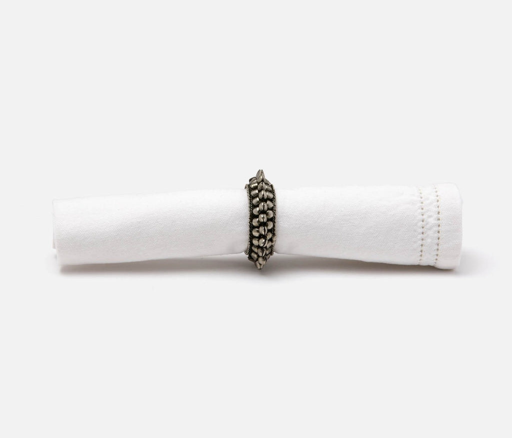 Indra Antiqued Silver Napkin Rings, Set of 4