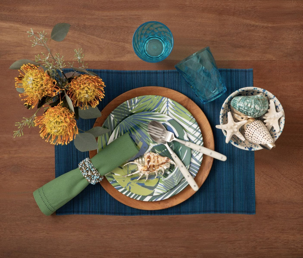 Blue Pheasant Varden set of 6 Bamboo Placemats in Mixed Navy
