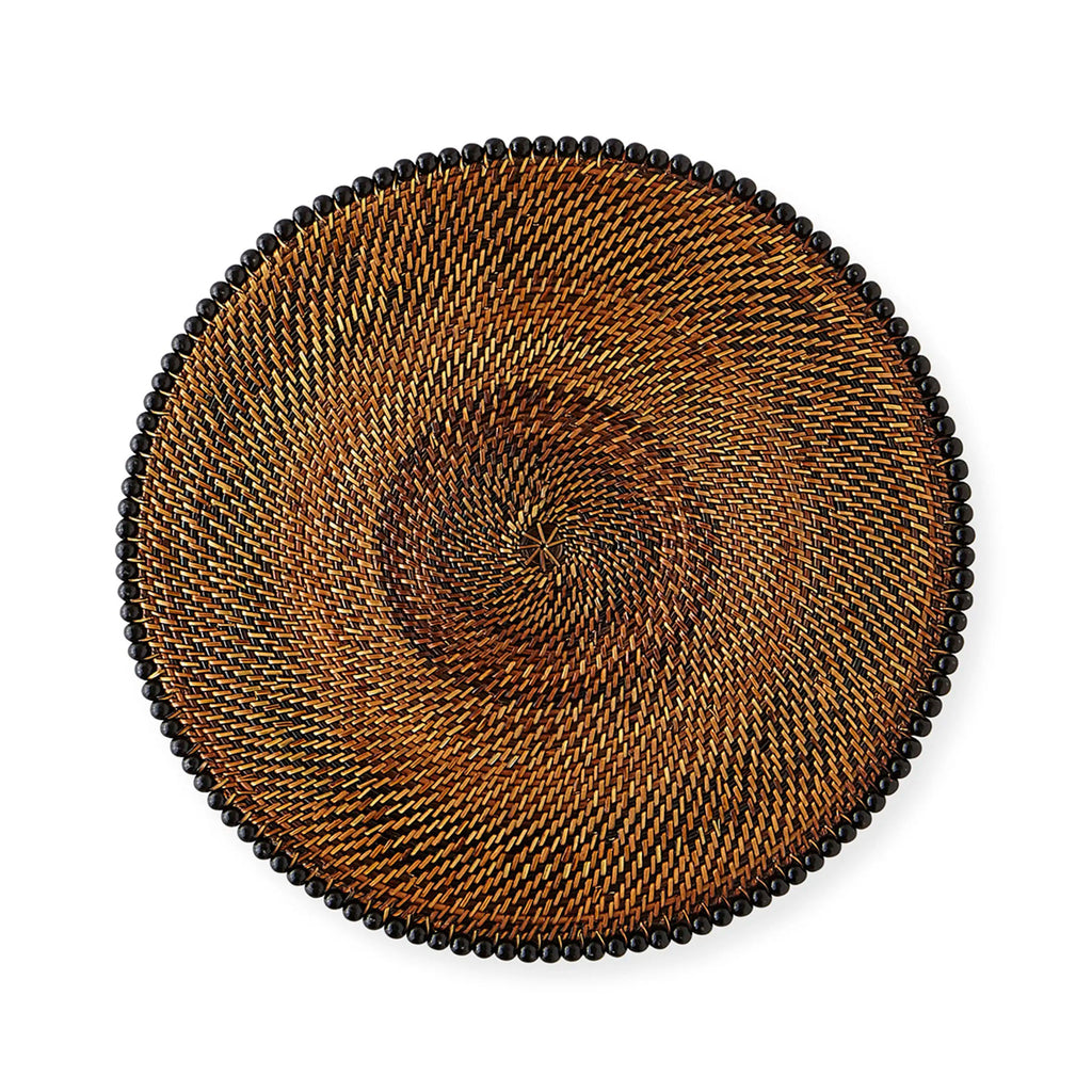 Calaisio Woven Round Placemat with black wooden bead detail