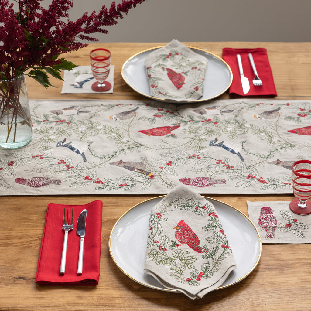 Coral & Tusk Winter Birds Table Runner