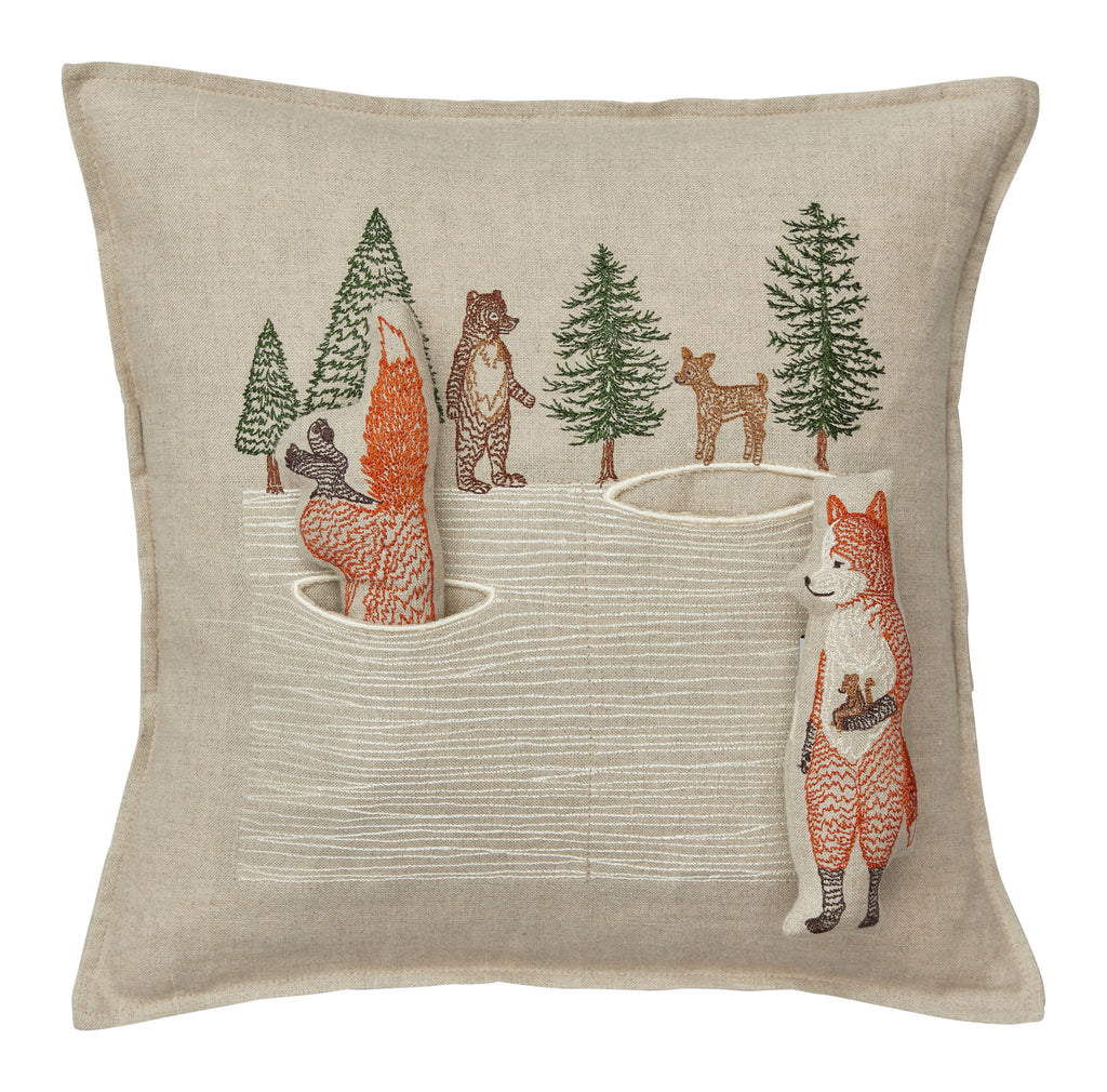 Coral and Tusk Winter Foxes Pocket Pillow