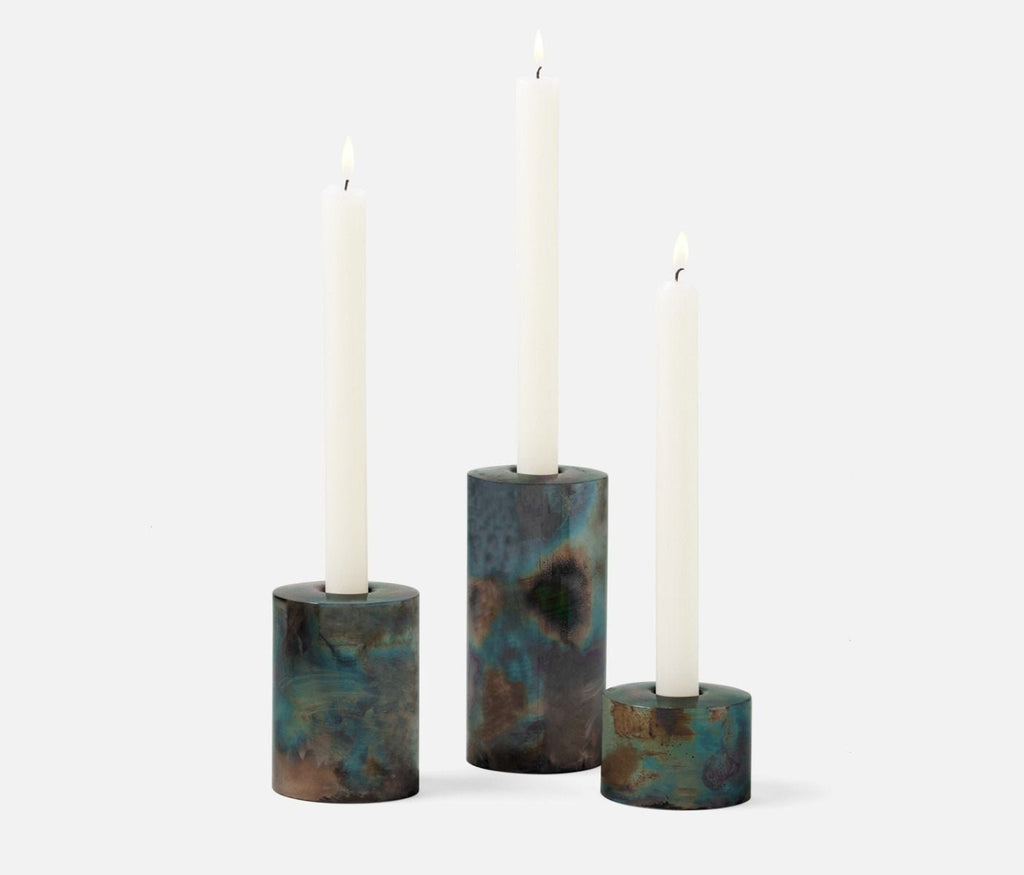 Blue Pheasant Spencer Burnt Silver Candle Holders