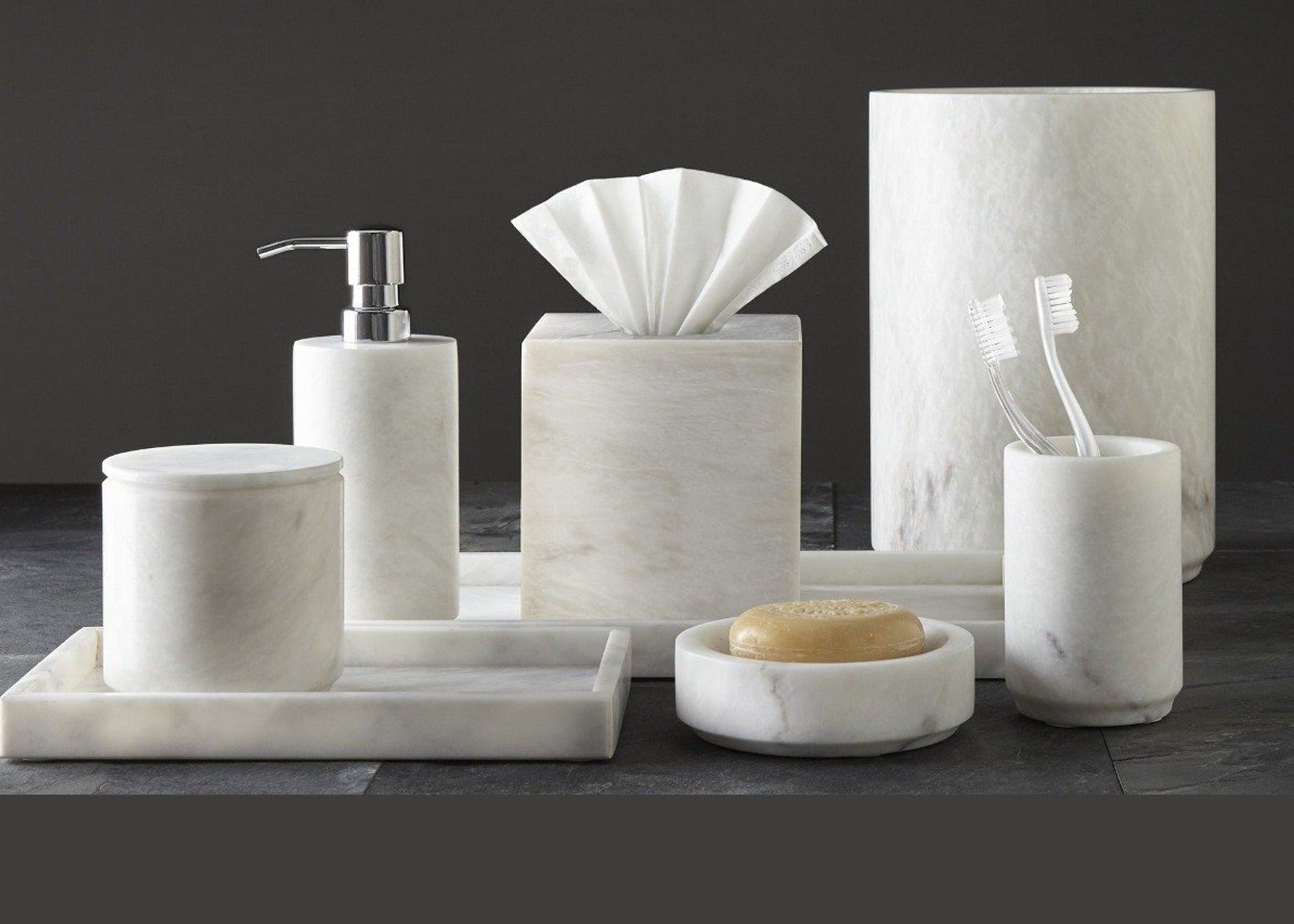 Creative Home Off-White Marble Bar Soap Dish, Soap Tray, Soap