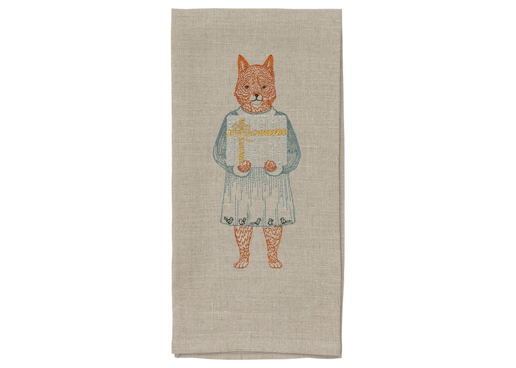 Fox with Surprise Tea Towel