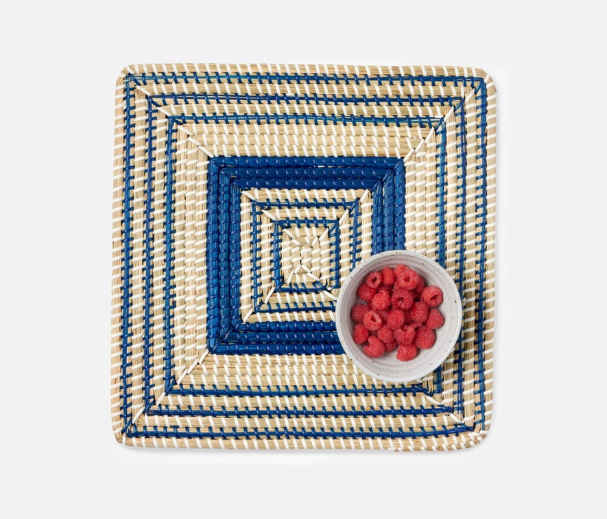 Blue Pheasant Odelia Seagrass Placemats in Dark Blue/Natural