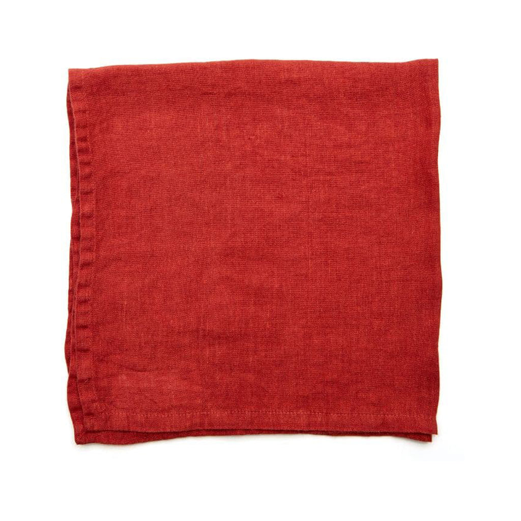 Deborah Rhodes Poppy Red Washed Linen Napkin
