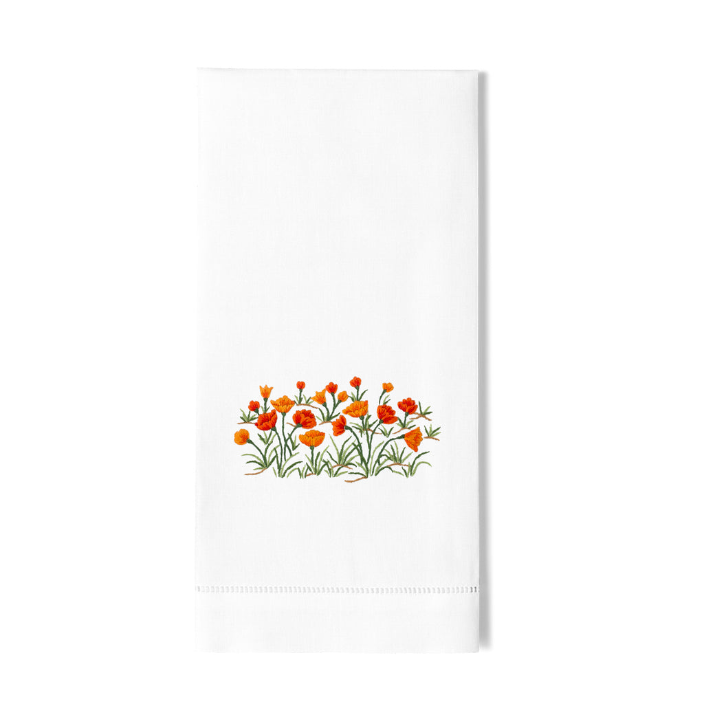 Henry Handwork Embroidered Poppies Hand Towel