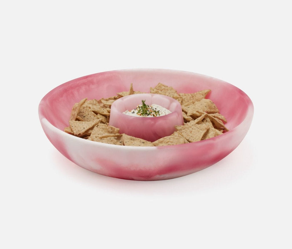 Hugo Pink Swirled Chip and Dip Bowl