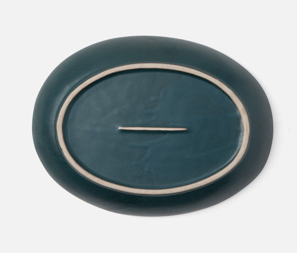Blue Pheasant Marcus Midnight Teal Oval Serving Platters