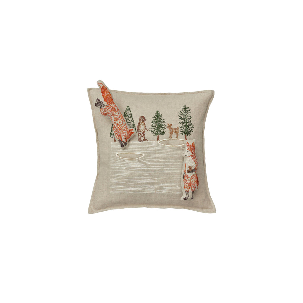 Coral and Tusk Winter Foxes Pocket Pillow
